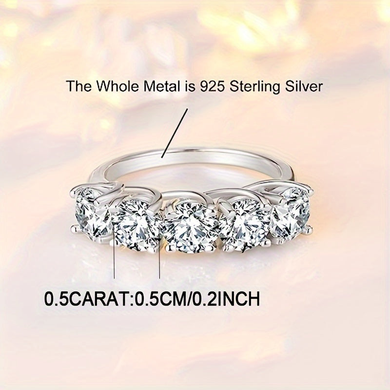 Moissanite Wedding Ring Silver 925 Unique Design Elegant Style Gift Box