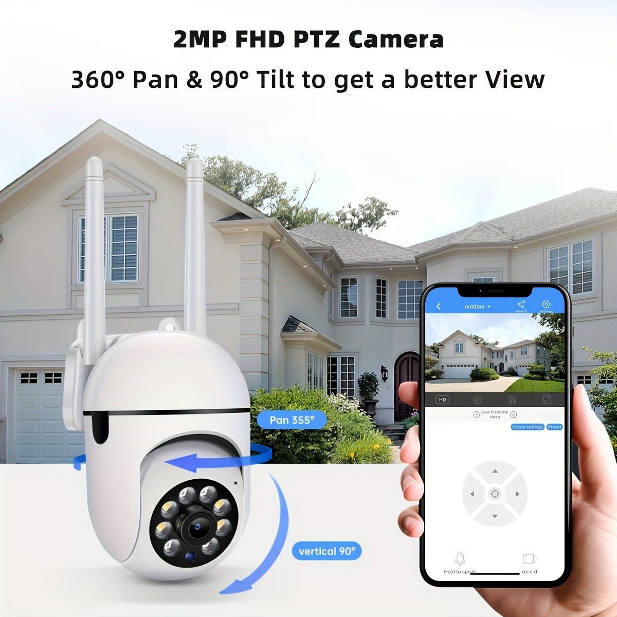 1080P Wireless Security Camera with PTZ Two-Way Audio Night Vision Motion Detection