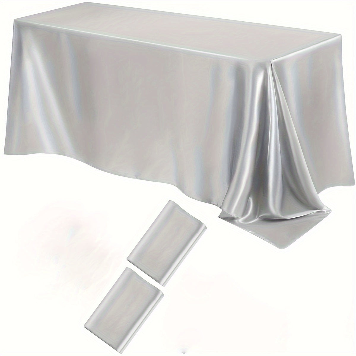 Satin Tablecloths 2-Pack Rectangular Polyester 259x147 cm for Weddings Parties