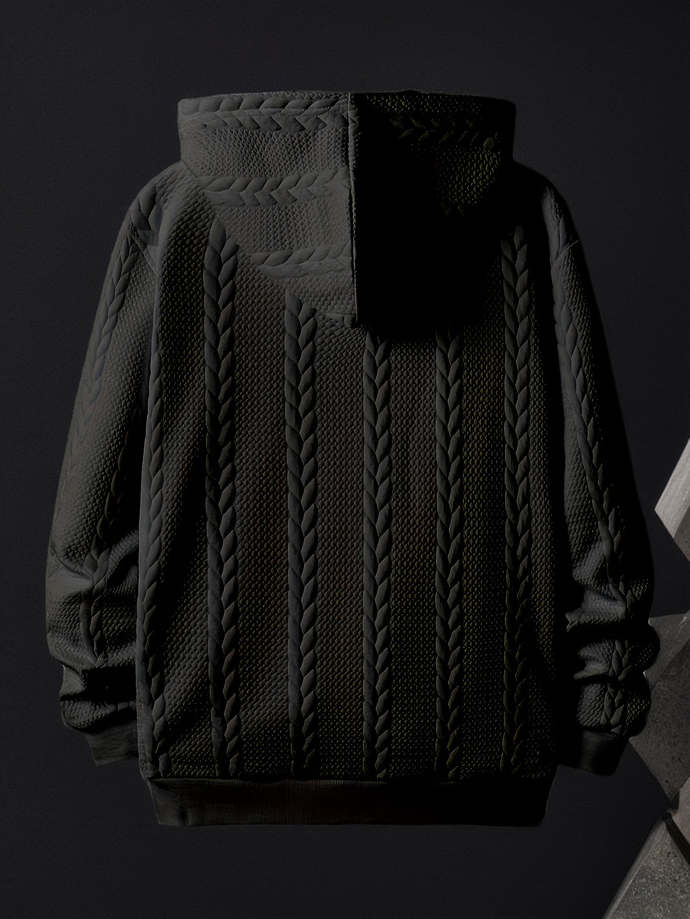 Men's Plus Size Hooded Sweatshirt with Floral Patch Pockets Polyester Knit Warm Casual