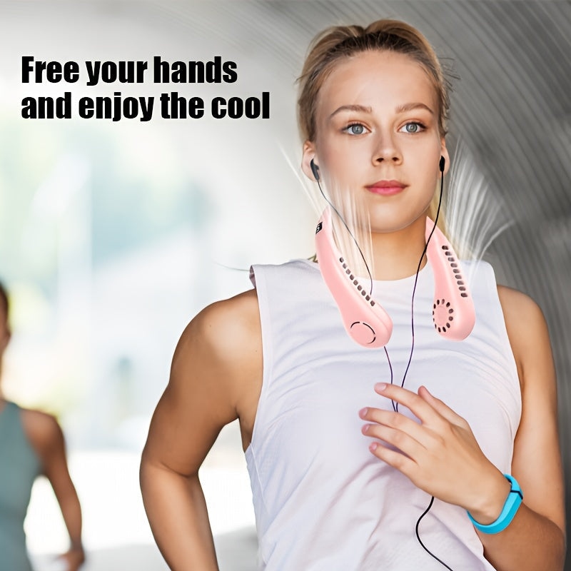 5 tezlikli raqamli displeyli portativ bo‘yning ventilyatori, USB bilan quvvatlanadigan, shovqinsiz ishlash