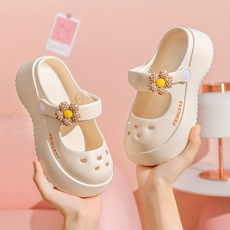 Girls Floral Print Clog Sandals All-Season EVA Mary Jane Shoes in Assorted Colors