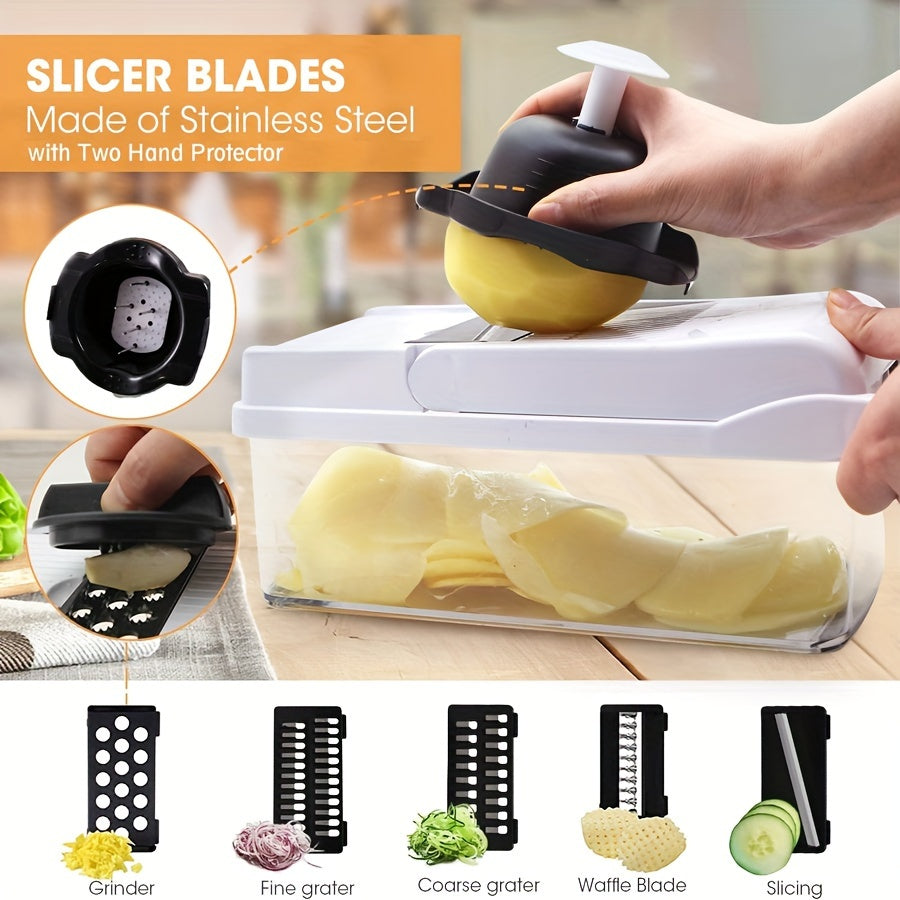 22-In-1 Vegetable Chopper with 12 Blades Slicer Dicer and Strainer