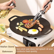 Cast Iron Grill Pan for Outdoor Camping and BBQ Non-Stick Stovetop Gas Grill