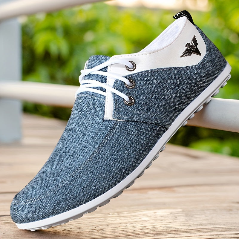 Men's Canvas Sneakers Breathable Solid Color Low Top Casual Sports Outdoor