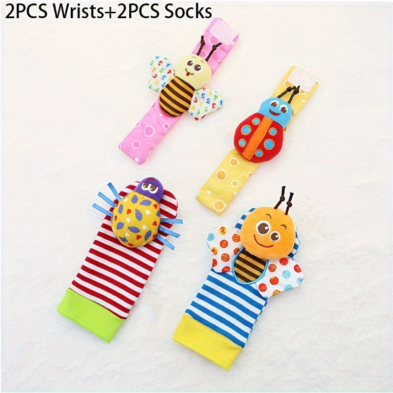Baby Socks Set for Infants with Rattles and Foot Finder Toys, Breathable Fabric, Elastic Cuffs