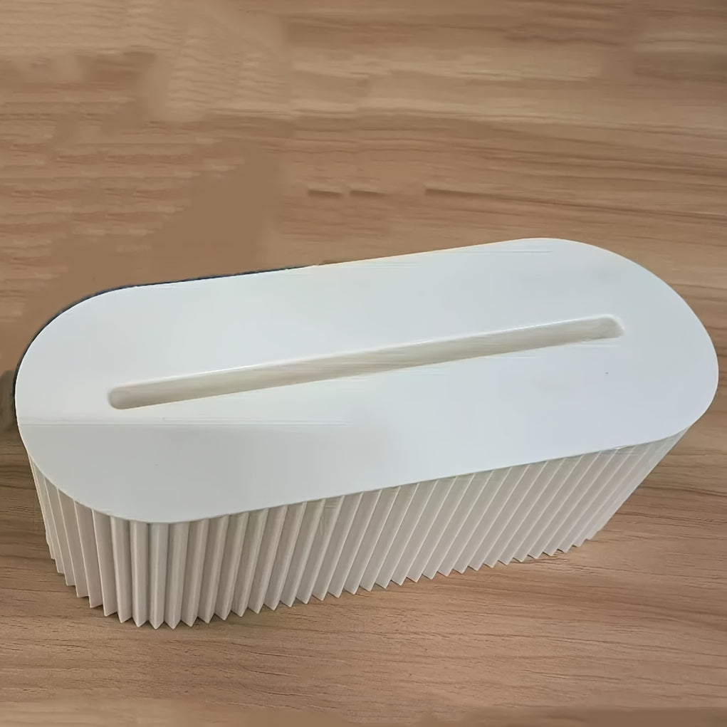 Large Capacity Beige Cable Storage Box with Cover for Desk and Home Office Organizer