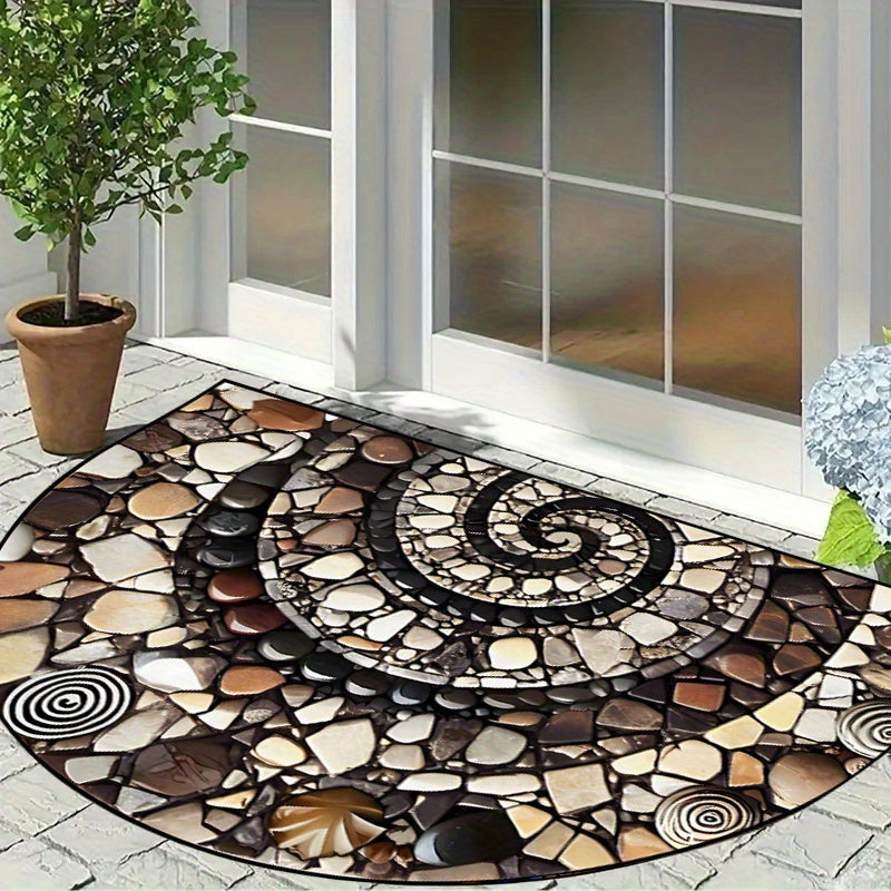 1 dona Pebble Flower Welcome Mat - Sirpanmas, Oson tozalash, Ichki va tashqi foydalanish uchun yarim doira dizayni - Kirish joylari, Oshxonalar, Hammomlar, Patio va Balkonda dekorativ ta'sir sifatida mukammal