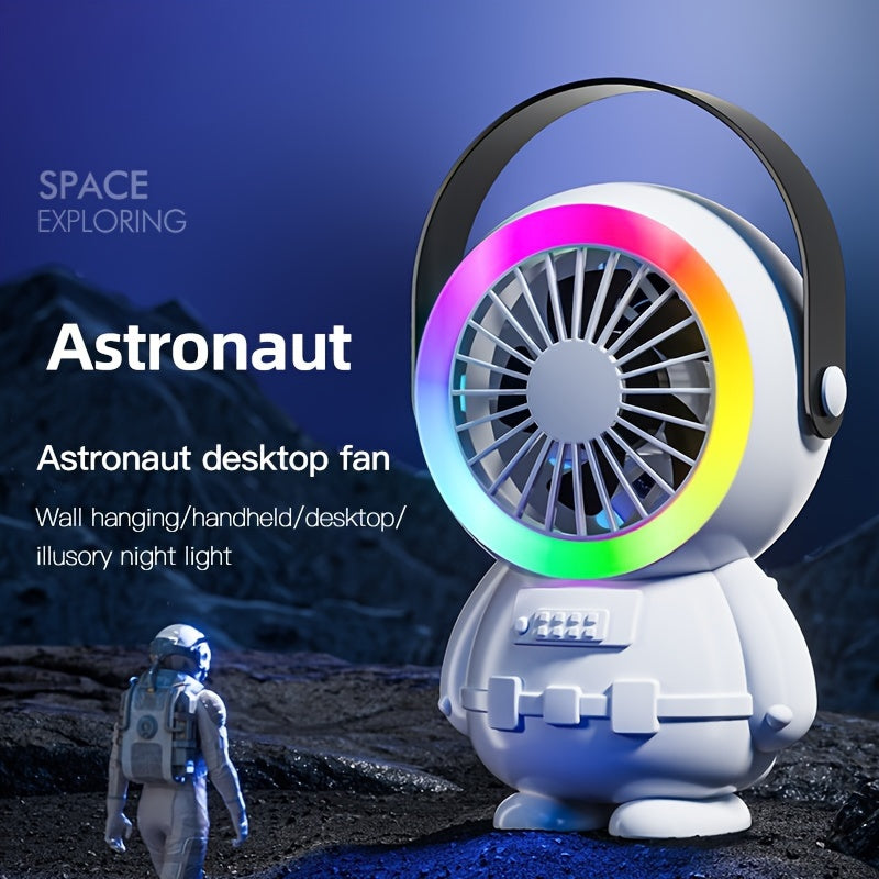 Astronaut USB Fan Rechargeable Portable with 3 Speed Settings for Indoor Outdoor
