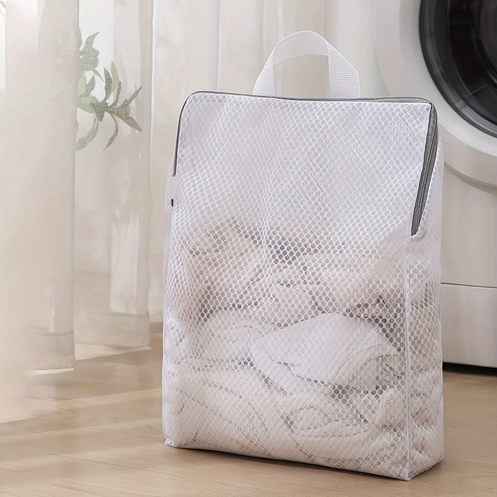 Bolsa de lavado de tela tejida para delicados con cremallera organizador de almacenamiento de malla de poliéster