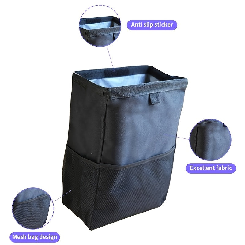 Cubo de basura portátil para coche, color negro, 1 pieza