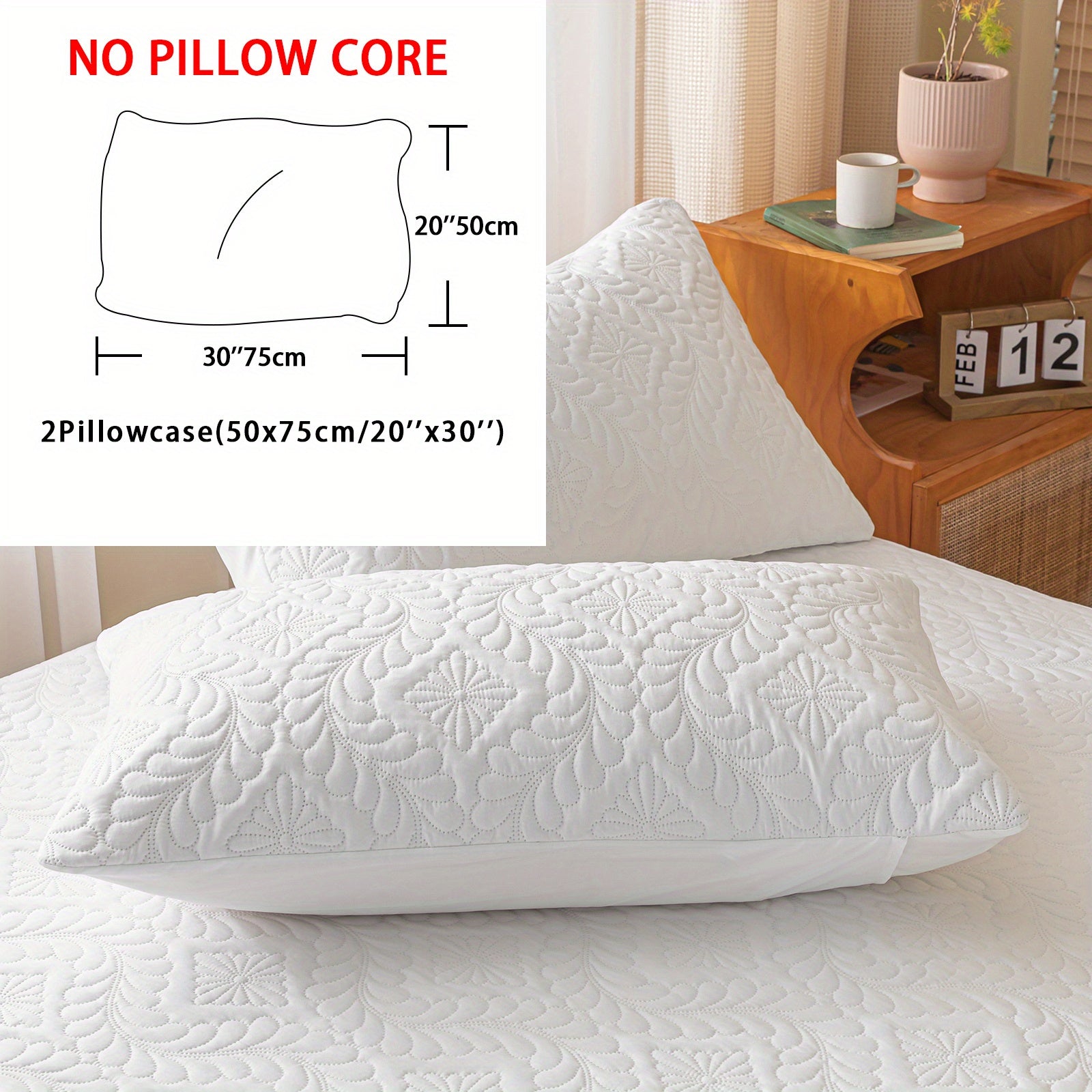 Set of 2 Waterproof Mattress Protector Pillowcases 3D Air Bamboo Breathable Soft