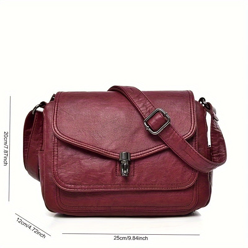 Women's Brown Retro Crossbody Bag with Adjustable Strap and Multiple Compartments