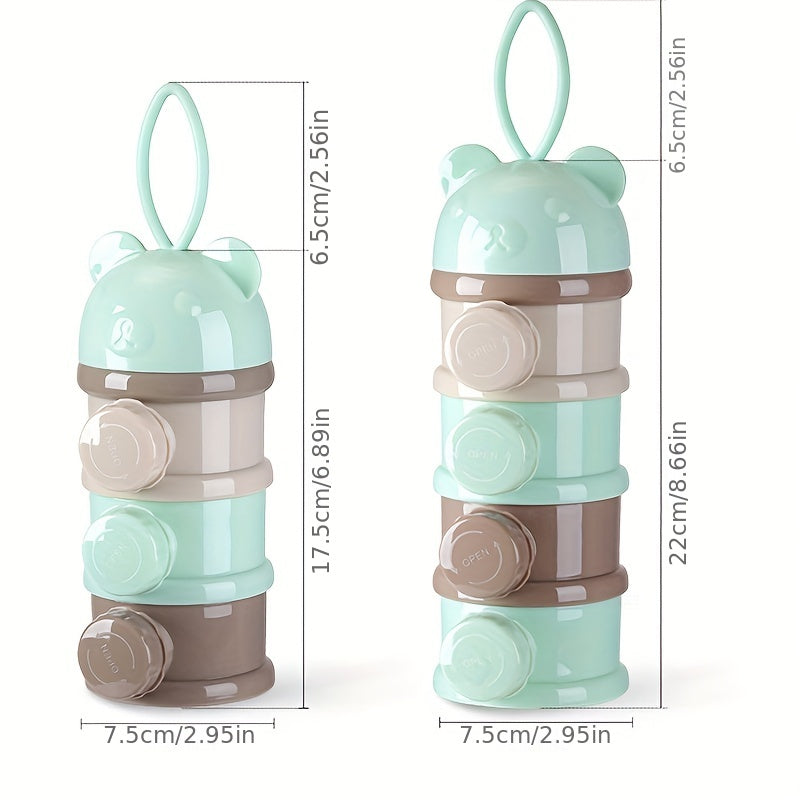 Bear Style Food Storage Container with Multiple Openings Snack Dispenser and Milk Powder Box