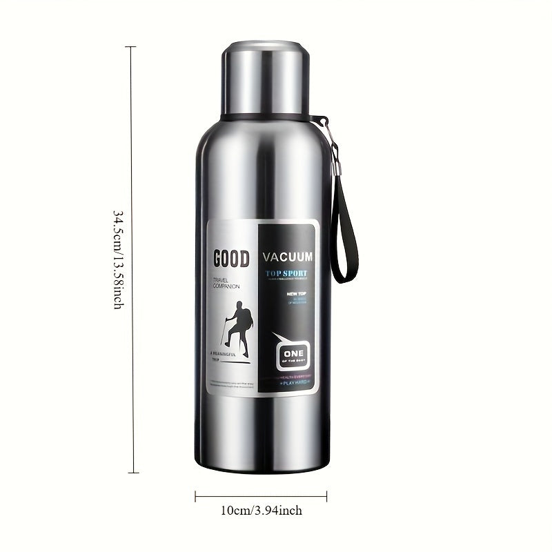 Large Capacity Stainless Steel Water Bottle Leak-Proof Reusable Travel-Friendly with Handle