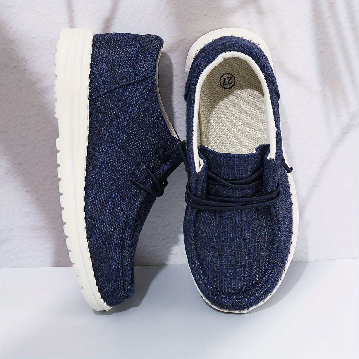 Boys Canvas Sneakers Low Top Slip-On Casual Shoes All-Season Durable EVA Sole