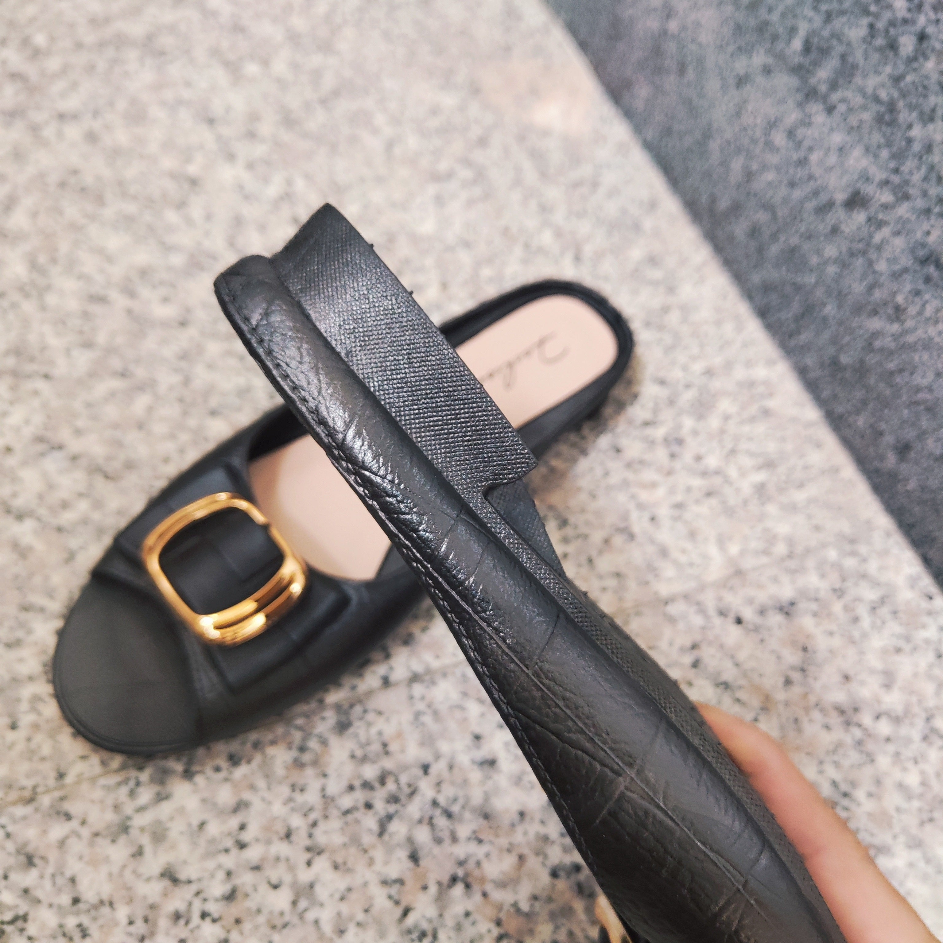 Women's PVC Slide Sandals Summer Open Toe Shoes Low Heel Soft Sole