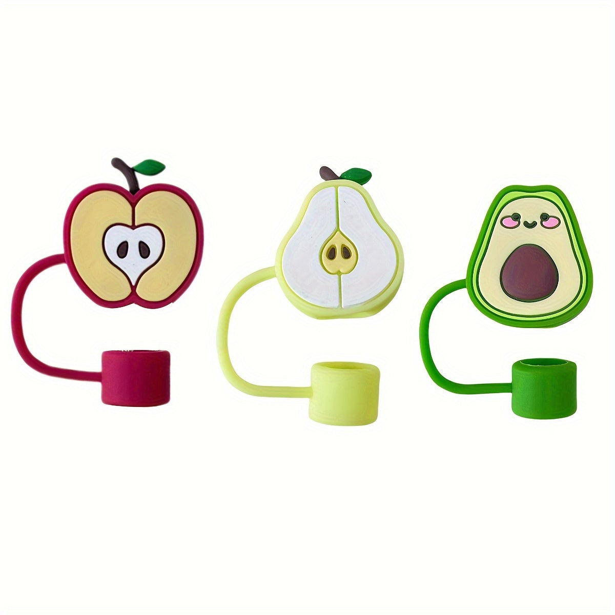 Reusable Silicone Straw Covers for Cups, Fruit and Sunflower Design, Dustproof