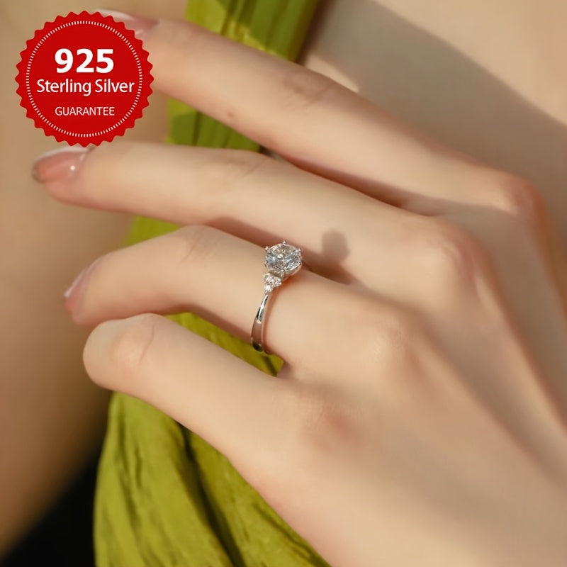 Sterling Silver Angel Wing Moissanite Engagement Ring 1 Carat Bridal Jewelry