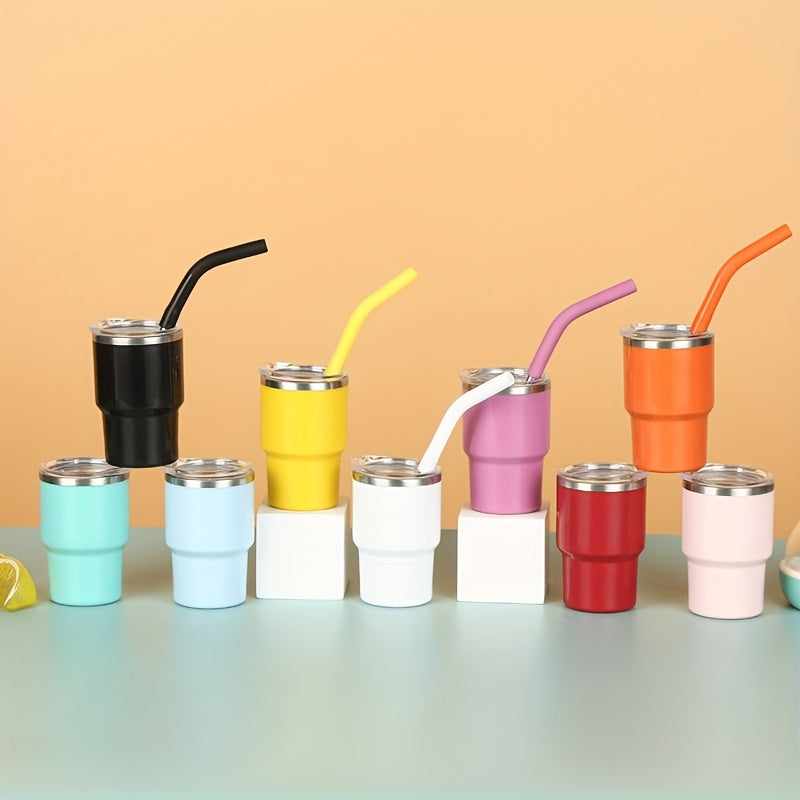 9 чашек из нержавеющей стали с крышками и соломинками, идеально подходящих для домашнего или коммерческого использования.