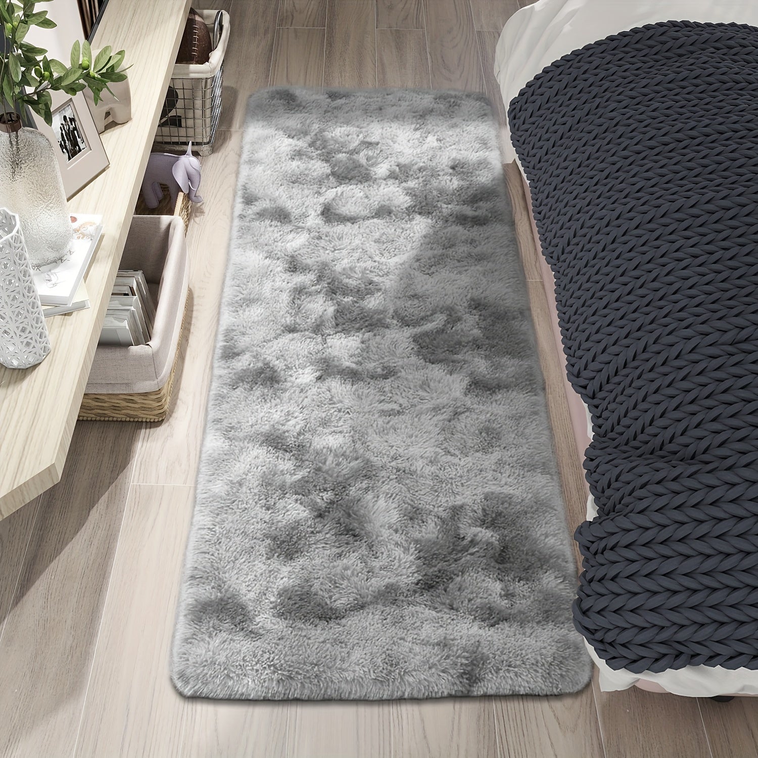 Soft Shaggy Tie-Dye Area Rug, Indoor, 70x70cm, Machine Washable