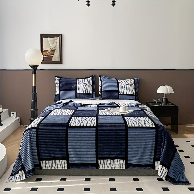 Manta de terciopelo impresa geométrica para cama, sofá, camping, aire acondicionado, todas las estaciones