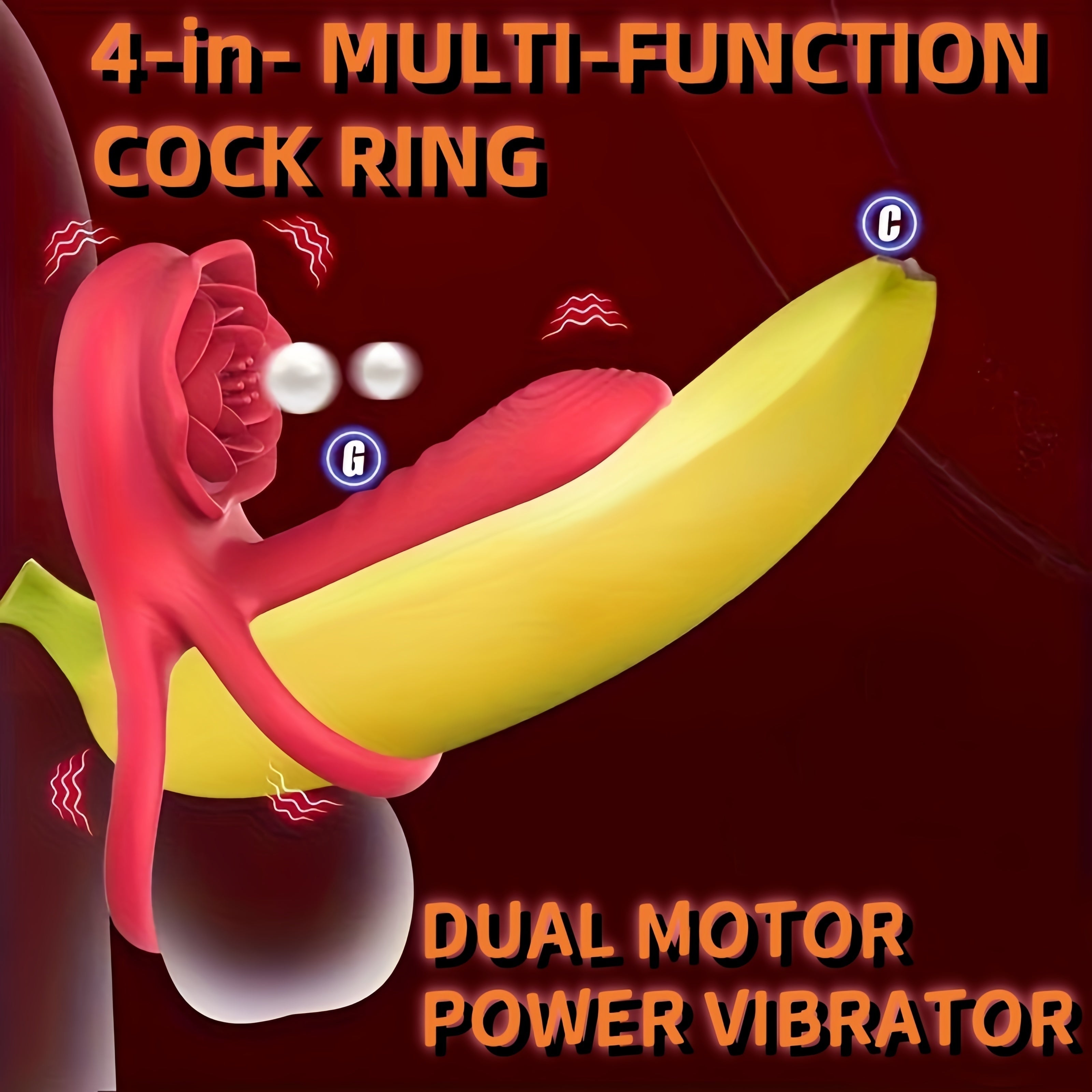 Men Adults Double Vibrating Cock Ring with Clitoral Stimulator and Dual Motors