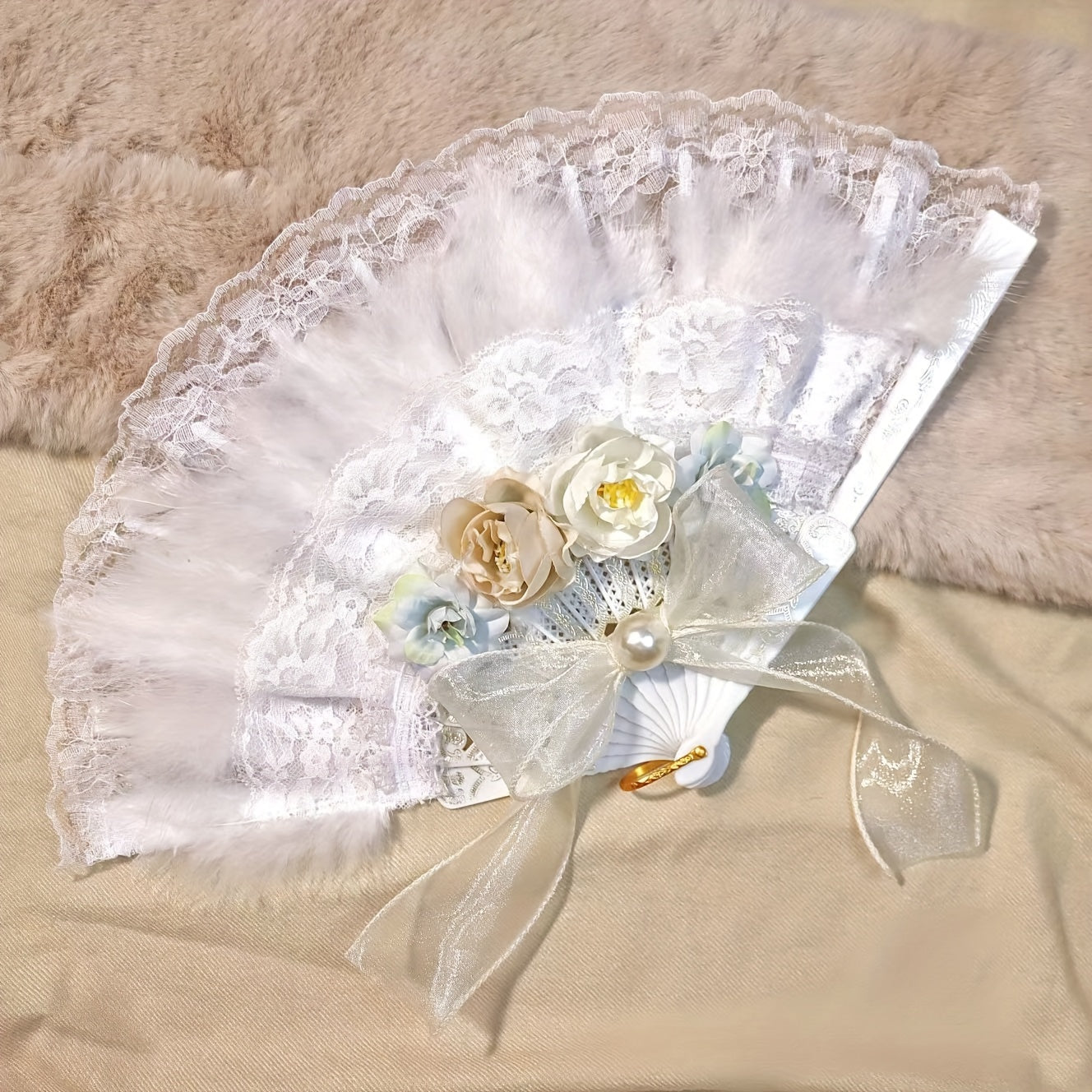 Elegant European Style Lace Handheld Fan for Parties Cosplay and Photoshoots