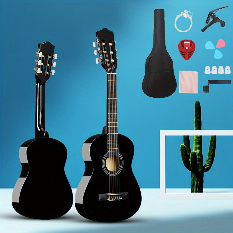 Kit de guitarra acústica clásica para adultos y adolescentes de 30/38 pulgadas con púas, bolsa y estuche