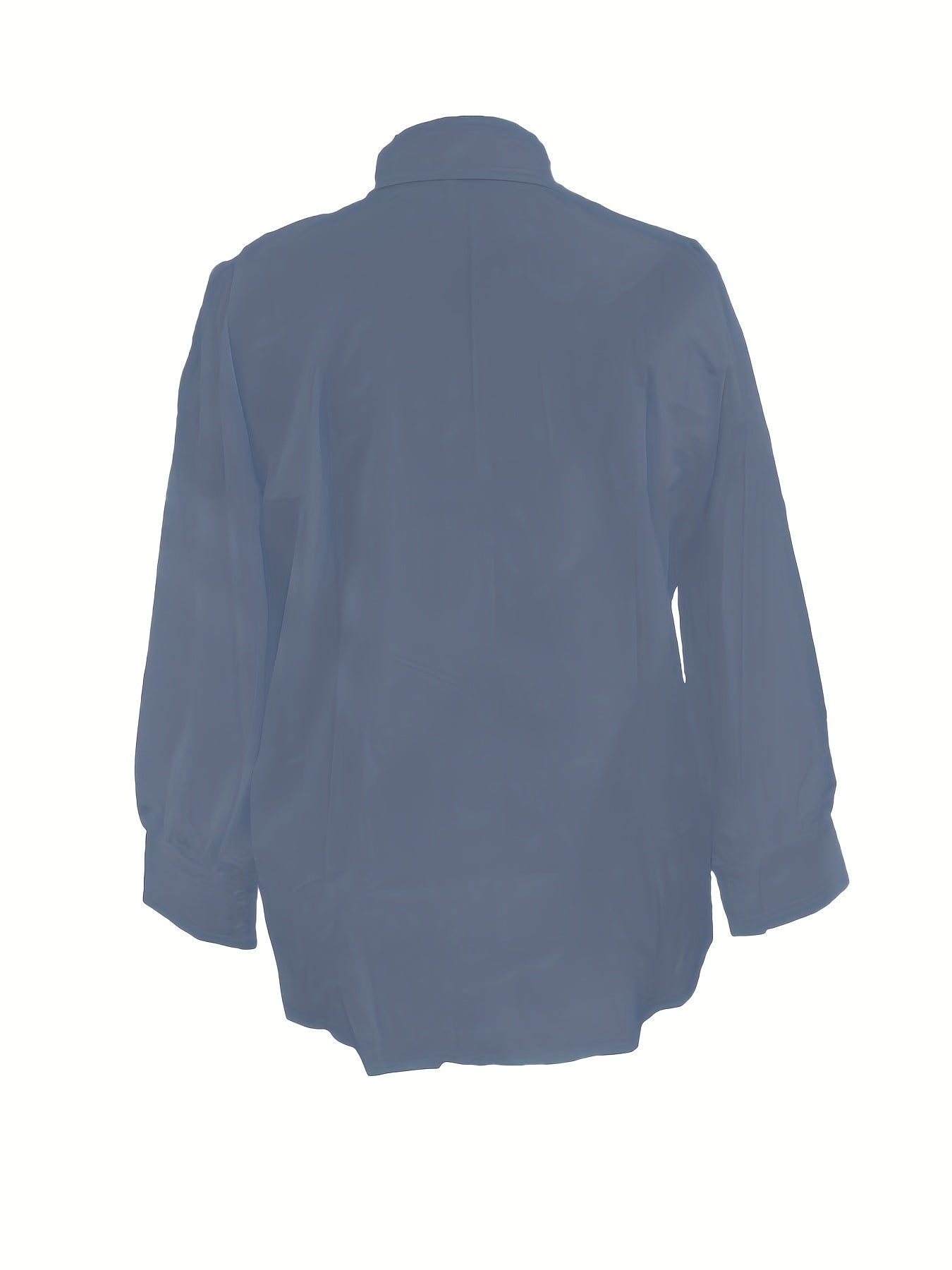 Women's Plus Size Long Sleeve Stretch Polyester Button-Up Shirt for Lounge and Outings