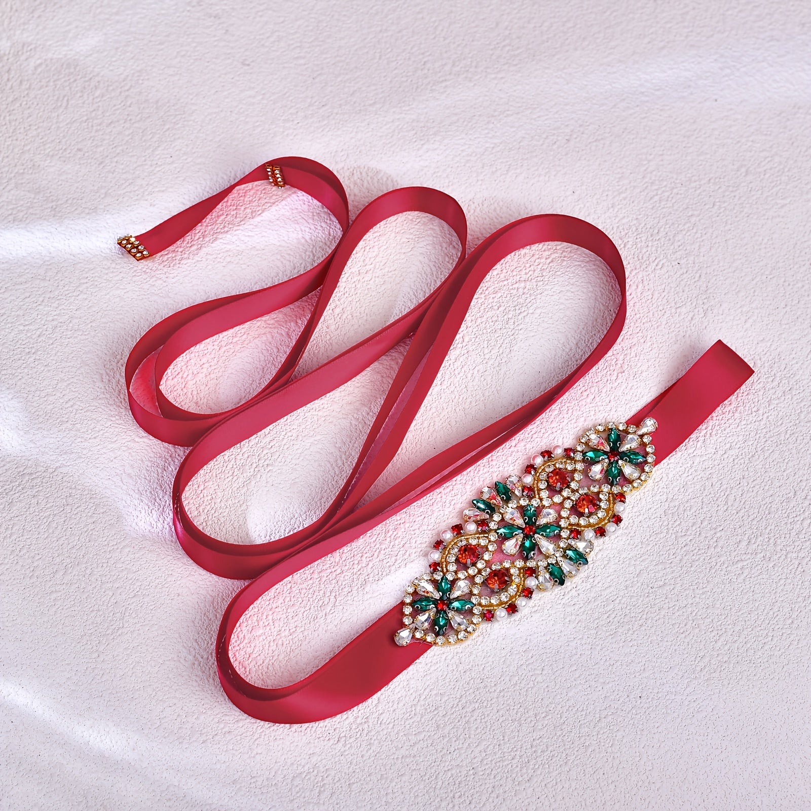 Qoʻlda tayyorlangan rhinestone toʻy belbogʻi, yorqin ranglar bilan, kelinlar va kelin qizlar uchun