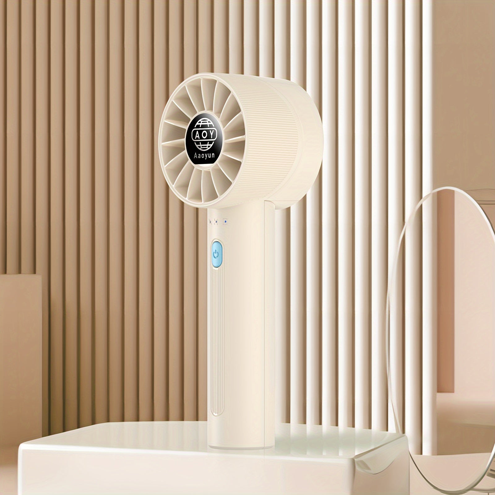 Rechargeable Mini Turbine Fan with USB Port, Portable Handheld Fan, 4 Speeds