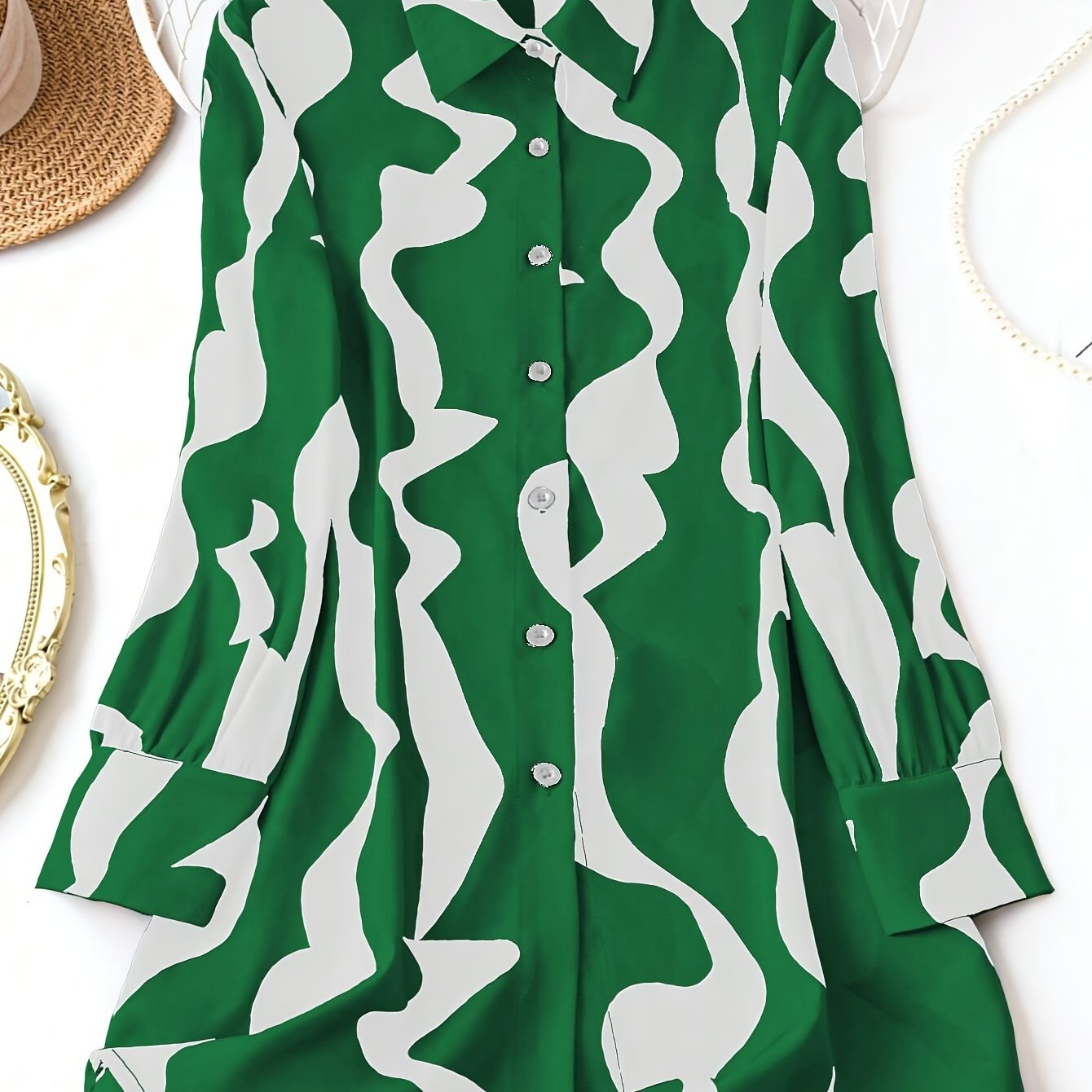 Women's Floral Print Long Sleeve Shirt Casual Woven Polyester Spring Fall Button-Up Collar