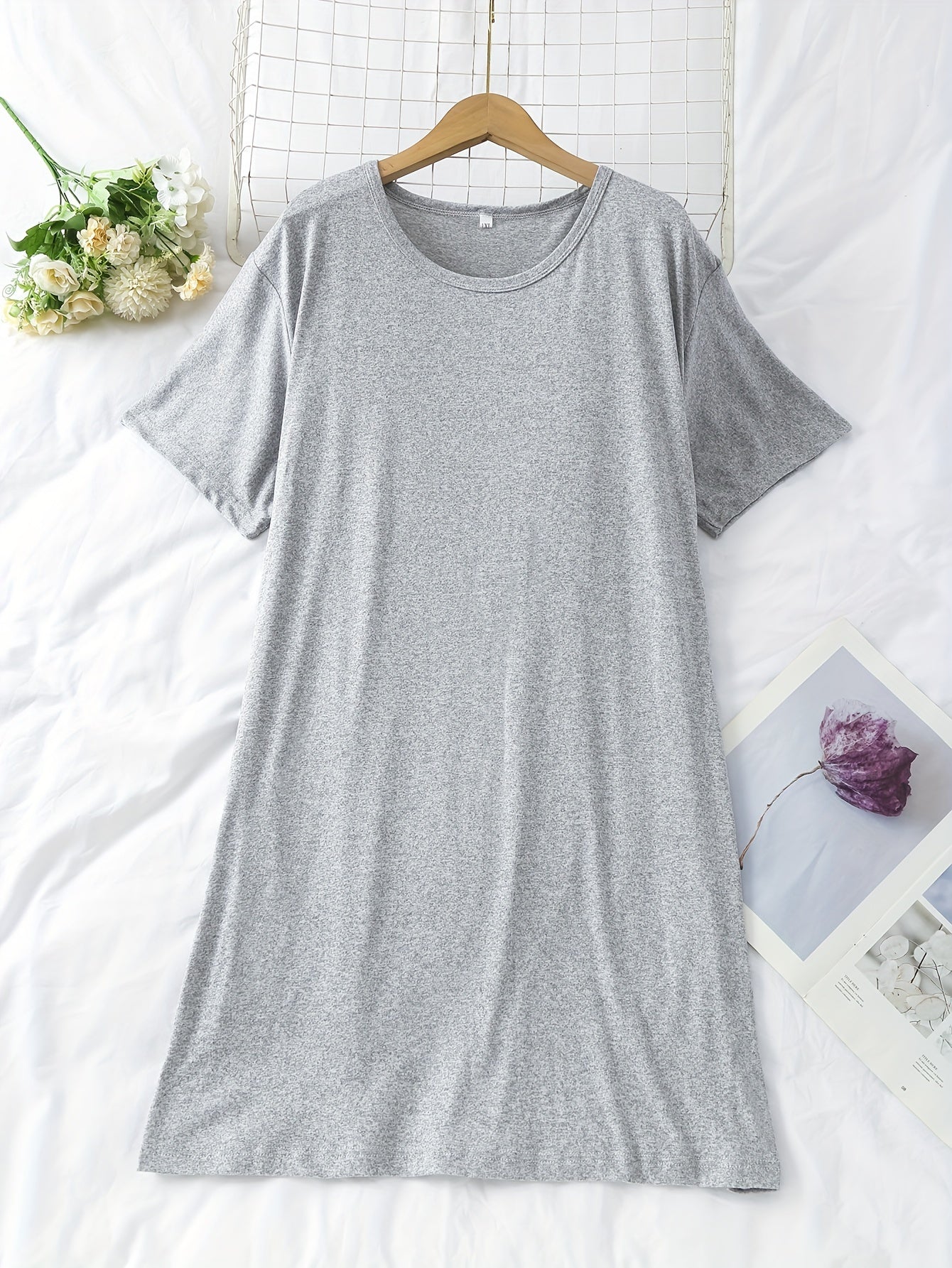 Plus Size Sleepwear 3-Pack Solid Color Knit Nightwear, Polyester Blend, Comfortable