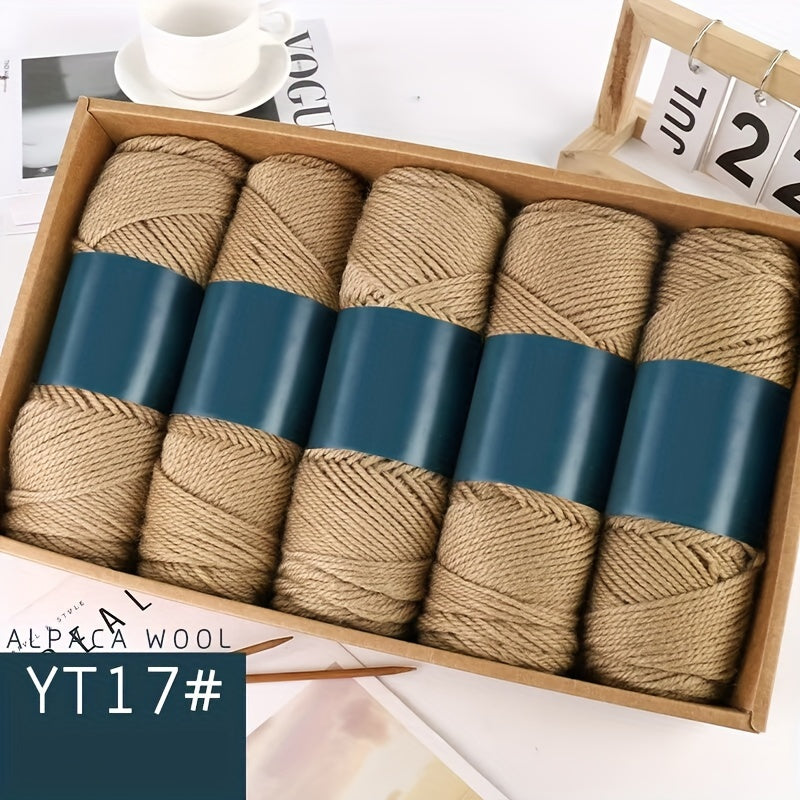 Camel Wool Yarn Pack of 5 Balls 500g Medium Thickness for Knitting Sweaters Scarves