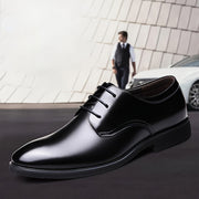 Men's Black Faux Leather Dress Shoes Pointed Toe Lace-Up for Business Weddings Parties