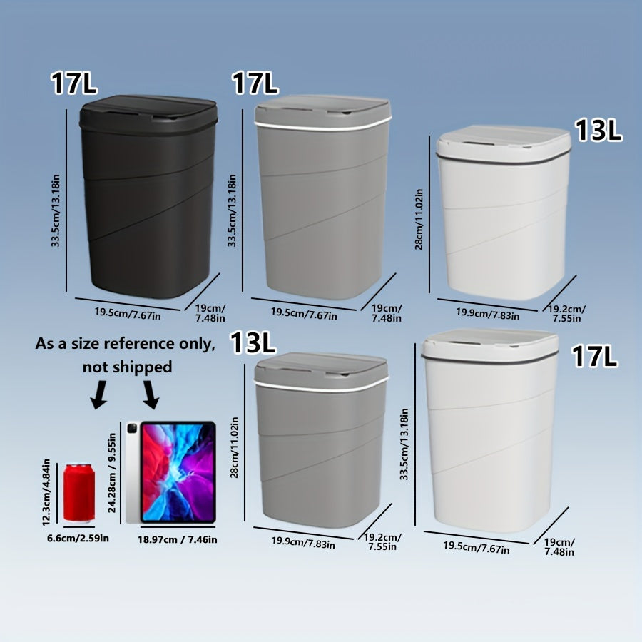 Универсальная мусорная корзина, подходящая для использования на кухне и в ванной, с крышкой, открывающейся по сенсору. Идеально подходит для пищевых отходов и отходов из ванной, таких как бумажные полотенца, волосы и косметика.