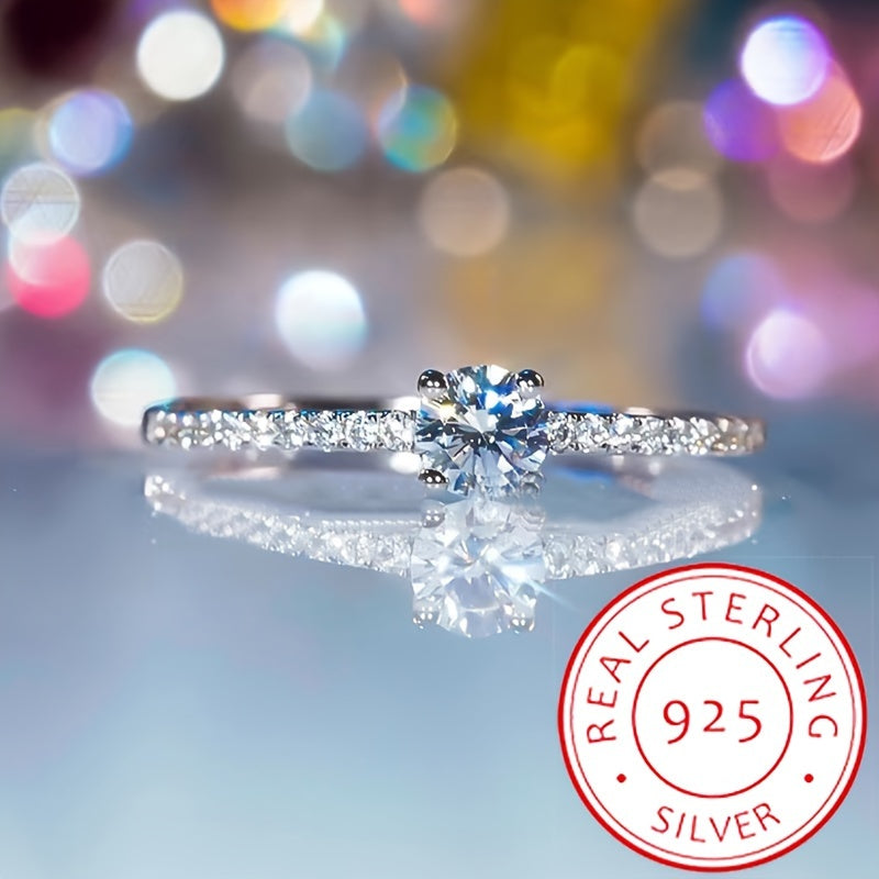 Sterling Silver Ring with Synthetic Zirconia Eternity Band for Women