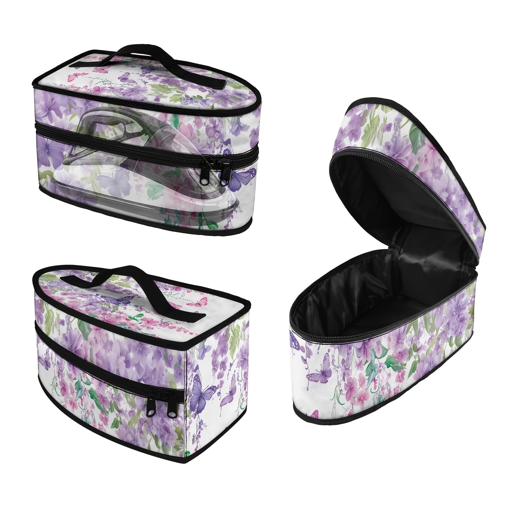 Floral Butterfly Ironing Bag with Top Handle and Double Zipper for Travel Storage