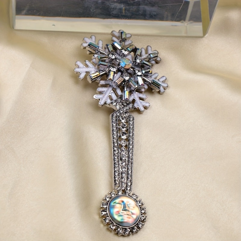 Vintage Snowflake Brooch for Men and Women Crystal Dazzle Festival Jewelry