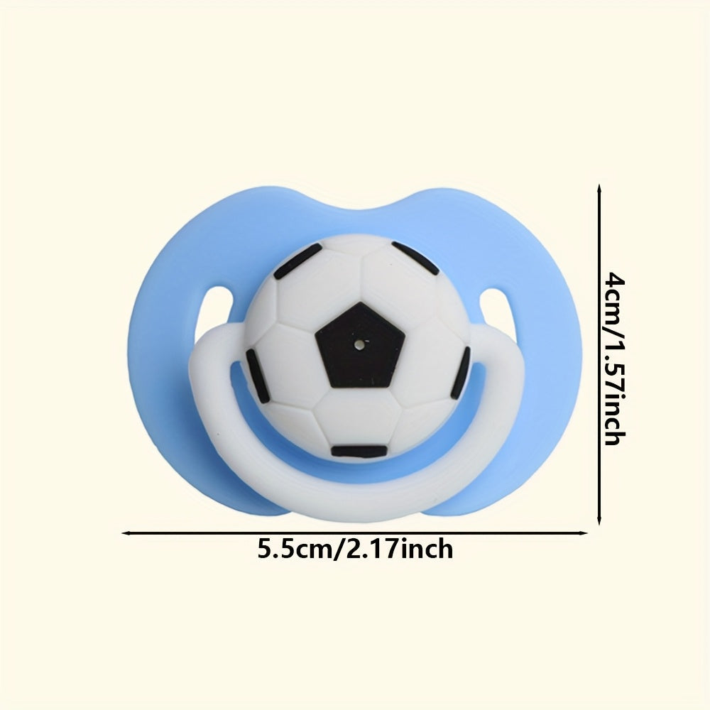 Silicone Soccer Ball Pacifier for Babies 0-6 Months, Washable, Gentle on Teeth in Red Blue Green Pink