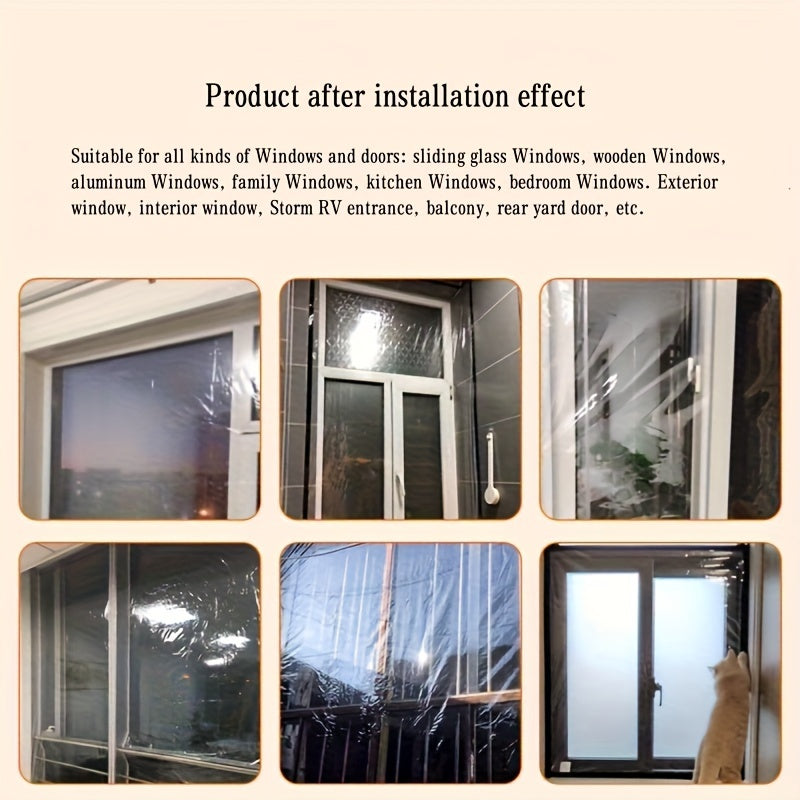 Thermal Insulation Window Film Windproof Leak-Proof Transparent for Glass Wood Aluminum Windows