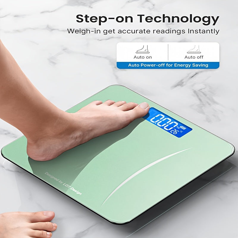 Digital Bathroom Scale with High Precision, Large LCD Display, Space-Saving