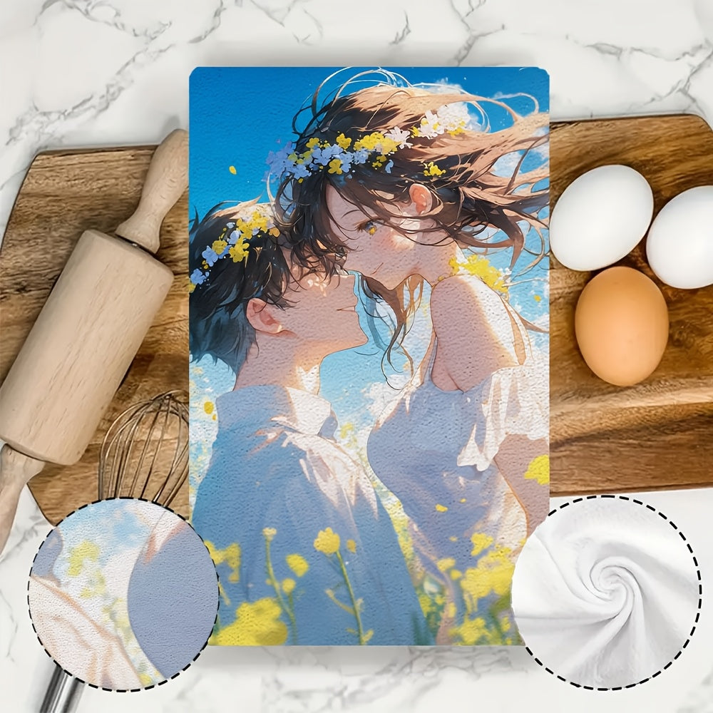 2 Pieces Ultra Soft Kitchen Towels 16x24 Inches Absorbent Dish Hand Towels