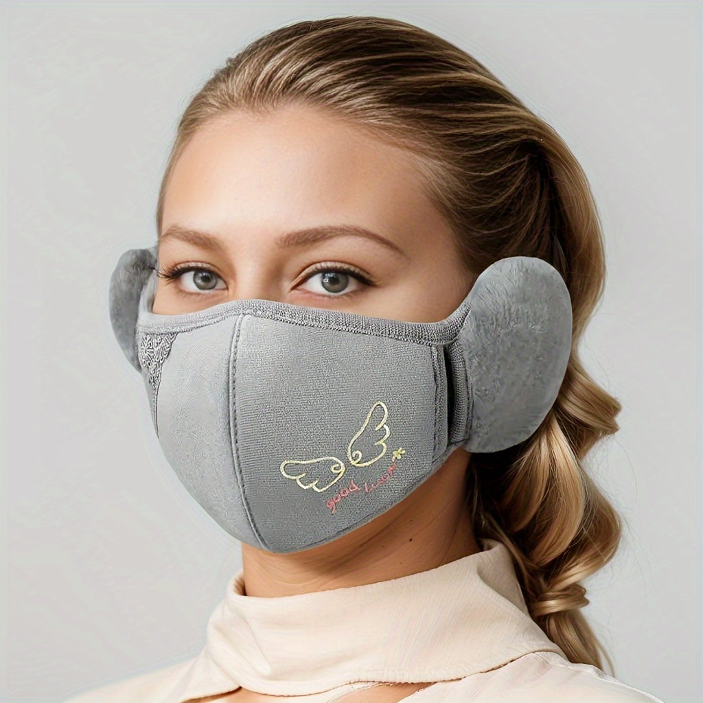 Women's Winter Ear Muff Face Mask Windproof Breathable Stretch Polyester