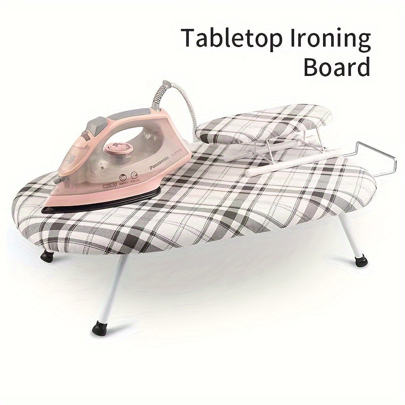 Compact Folding Ironing Board Stand with Stainless Steel Frame and Plastic Cover