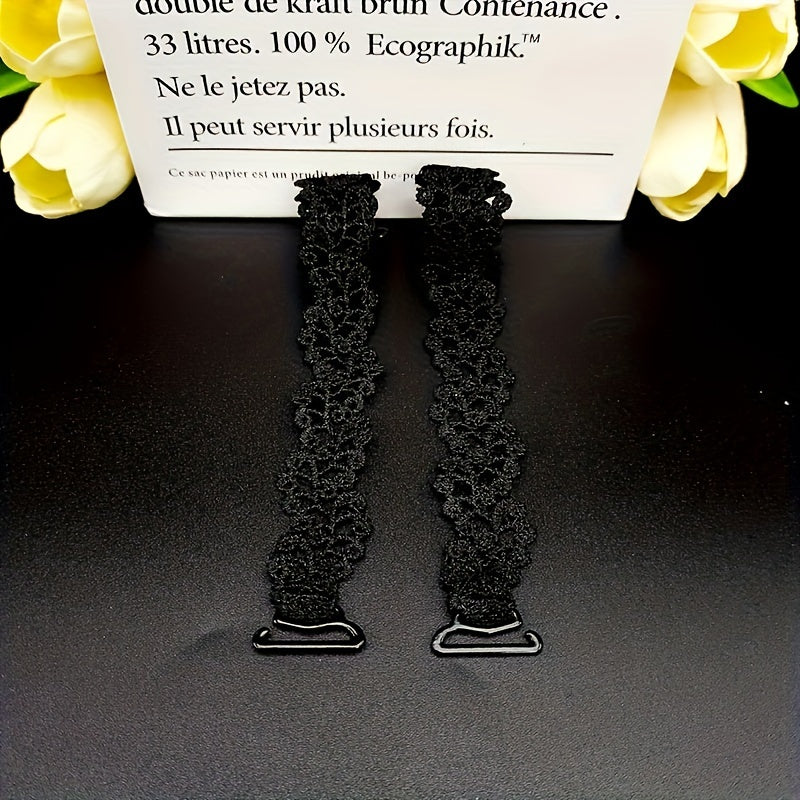 Women's Adjustable Floral Bra Straps in Beige White Black Polyester Lingerie Accessories