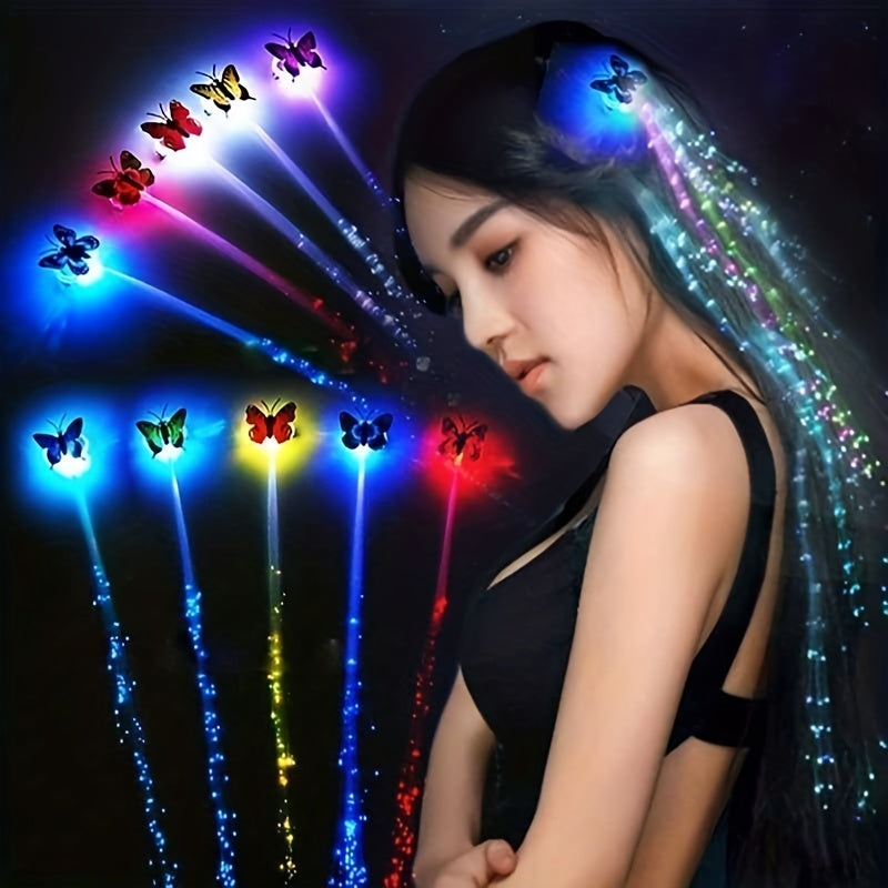 LED Hair Clips Butterfly Light Braids Multicolor Glowing Hair Accessories for Festivals Parties