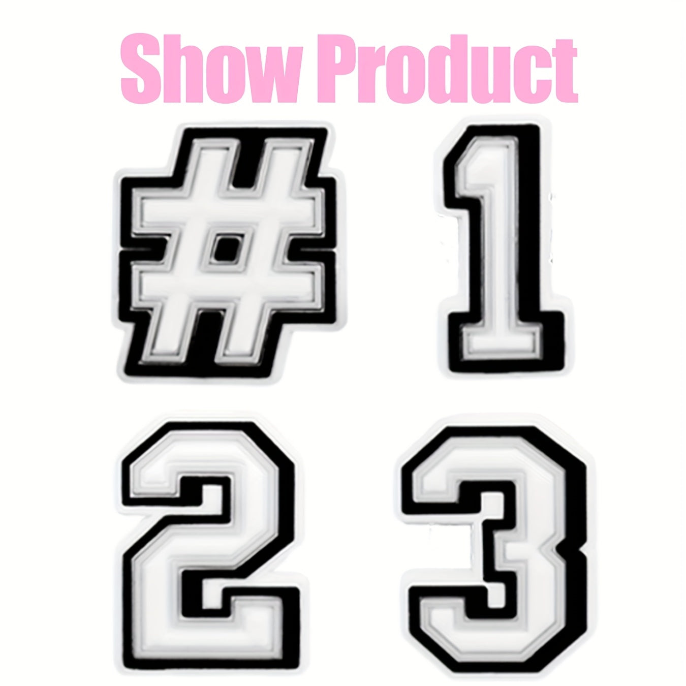 Kids Pink White Number Series Clog Accessories Decorative Numbers