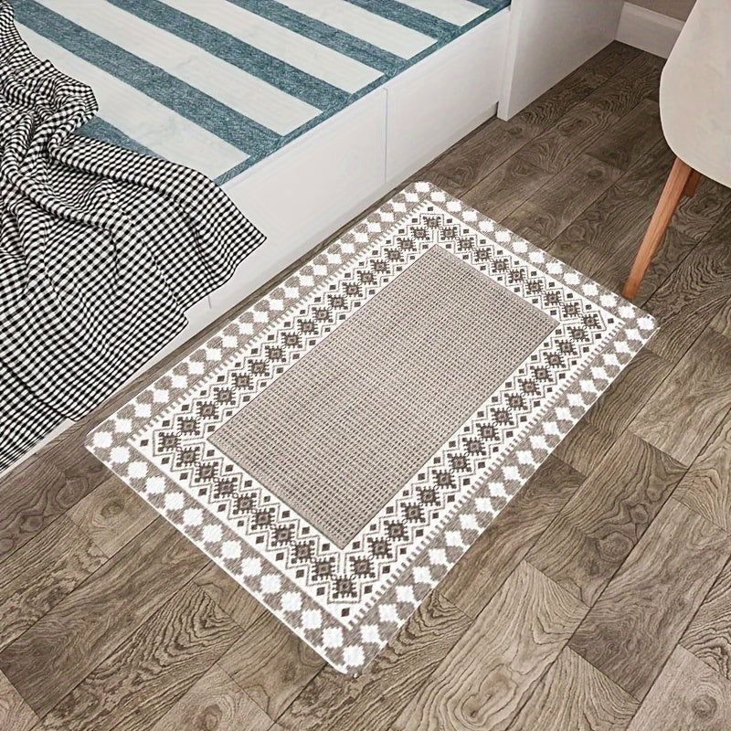 Alfombra de entrada antideslizante boho étnica tejida, alfombra suave lavable a máquina para suelo, 70x120cm